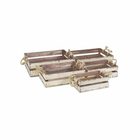 H2H Wooden Slatted Crate with Rope Handle - Set of 5 H22847601